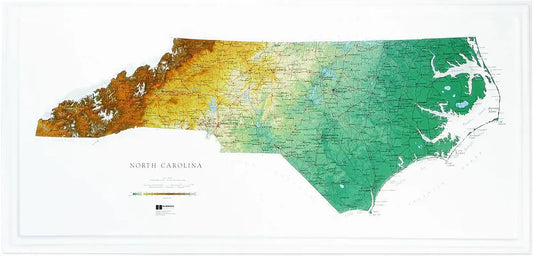 North Carolina Raised Relief Map (Raven Colors)