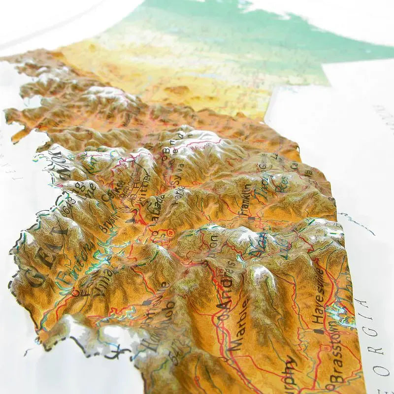 North Carolina Raised Relief Map (Raven Colors)