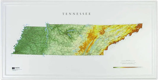 Tennessee Raised Relief Map (Raven Colors)