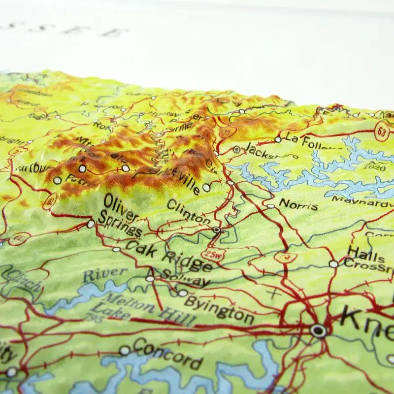 Tennessee Raised Relief Map (Raven Colors)