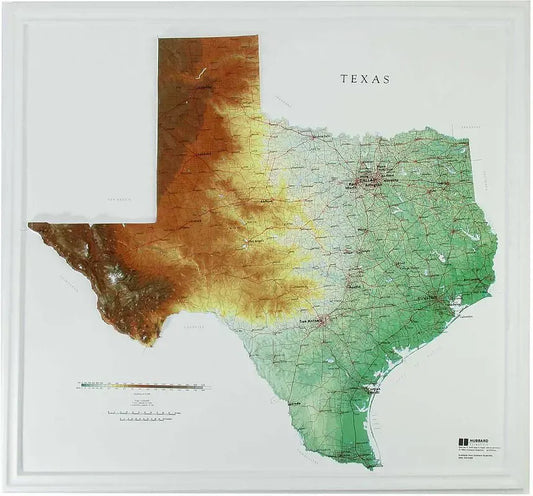 Texas Raised Relief Map (Raven Colors)