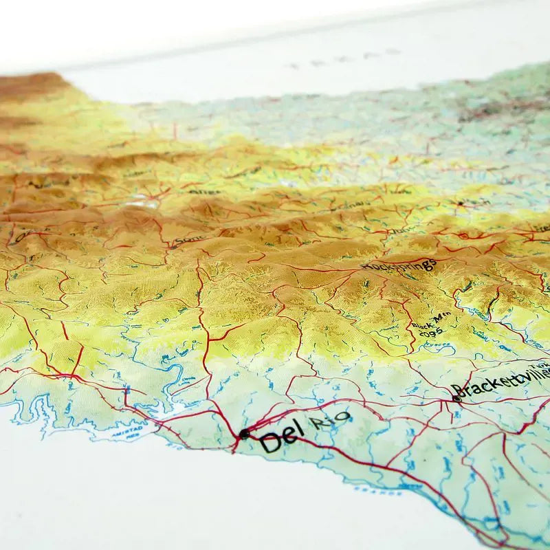 Texas Raised Relief Map (Raven Colors)