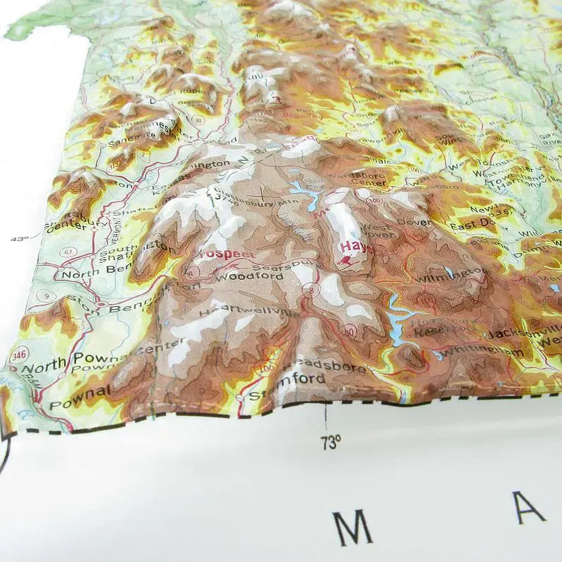 Vermont New Hampshire Raised Relief Map (Raven Colors)