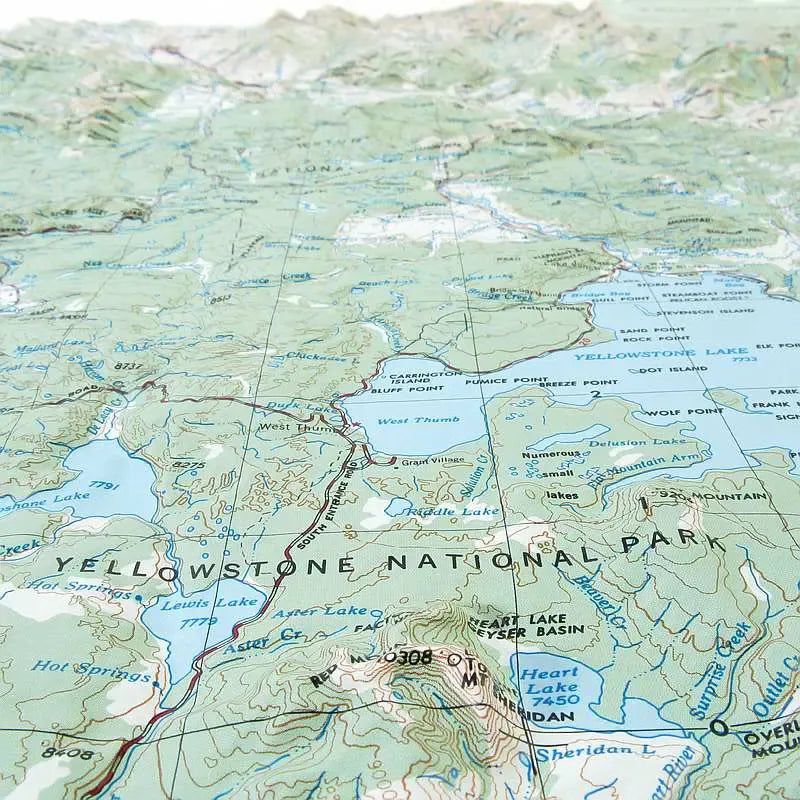 Yellowstone National Park Raised Relief Map
