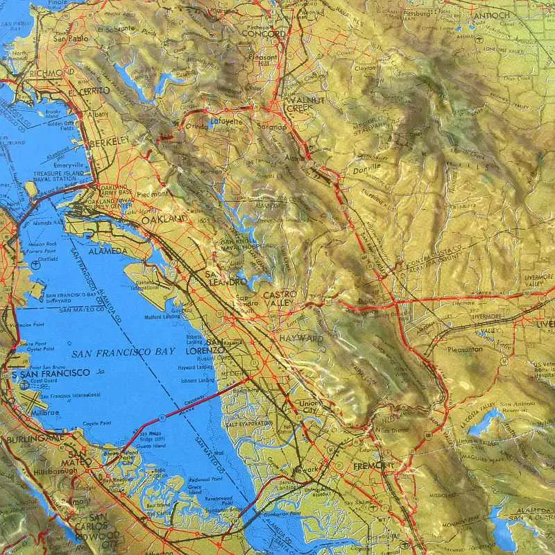 San Francisco Bay Raised Relief Map
