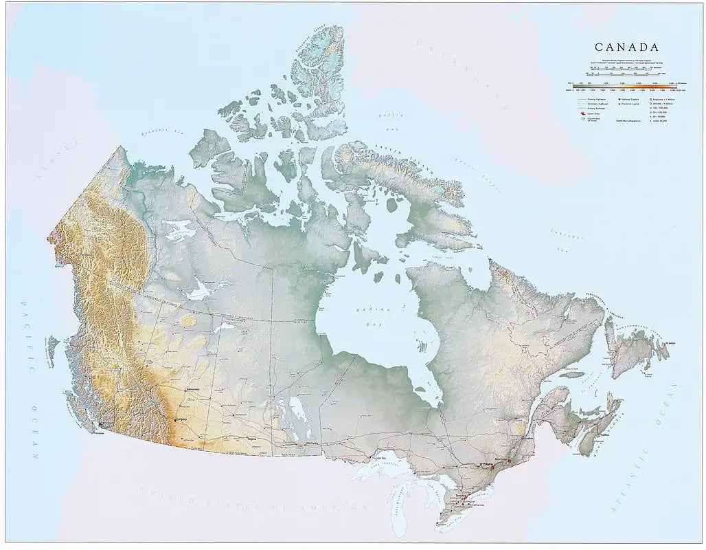 Canada Raised Relief Map
