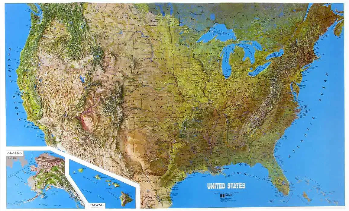 USA Raised Relief Map