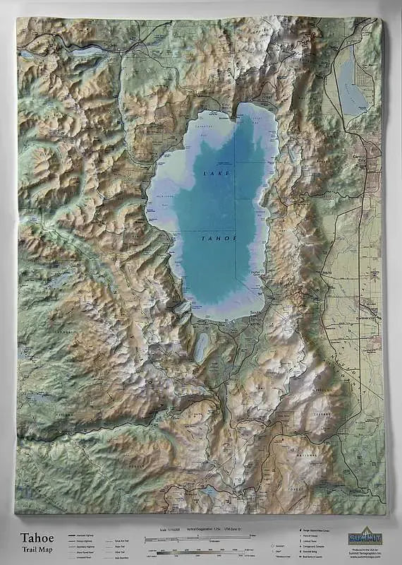 Lake Tahoe Raised Relief Map