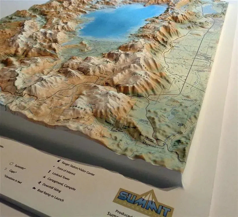Lake Tahoe Raised Relief Map