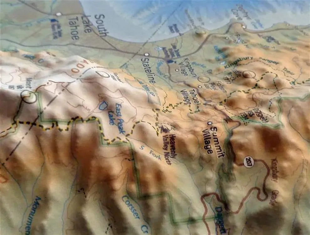 Lake Tahoe Raised Relief Map