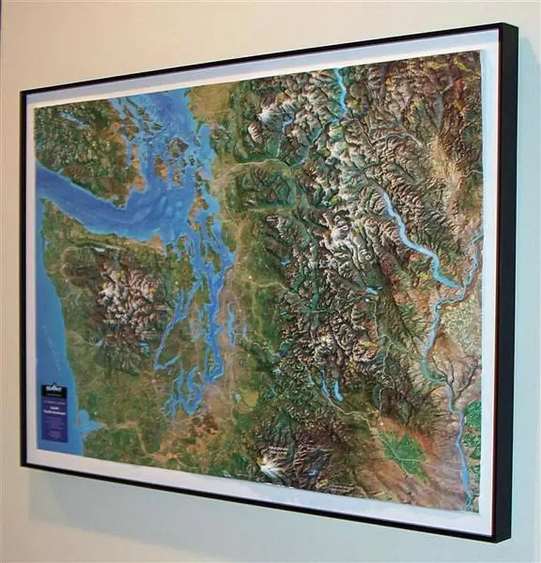 Seattle Washington / Pacific Northwest Raised Relief Map