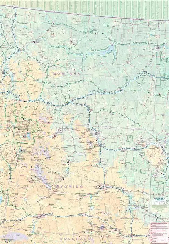 Idaho Montana Wyoming Travel Map