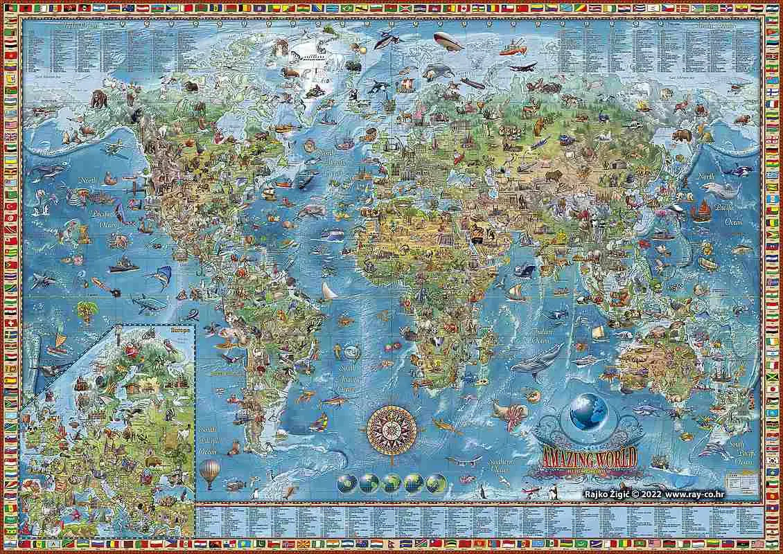 Amazing World Illustrated Wall Map for Kids