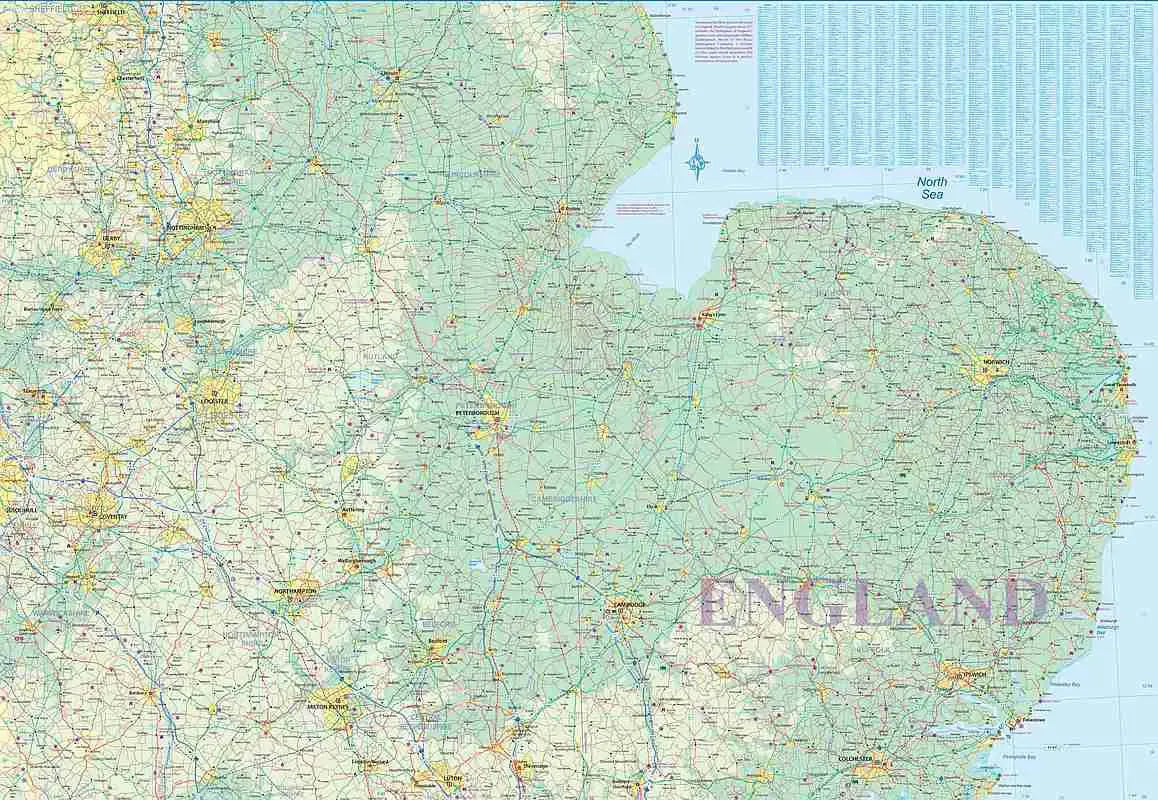 England East Coast Travel Map