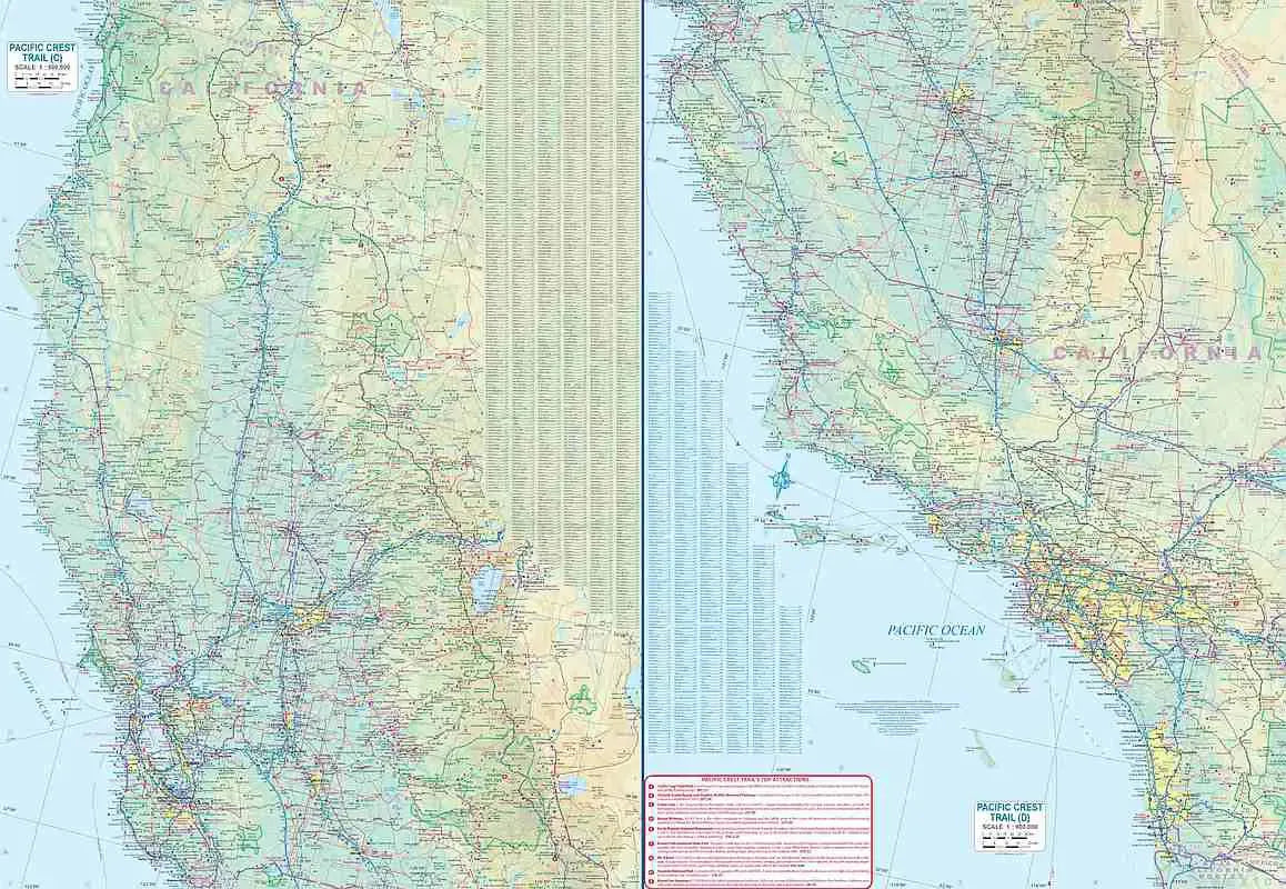 Pacific Crest Trail Travel Map
