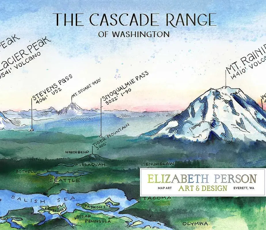 Cascade Range of Washington - Watercolor by Elizabeth Person