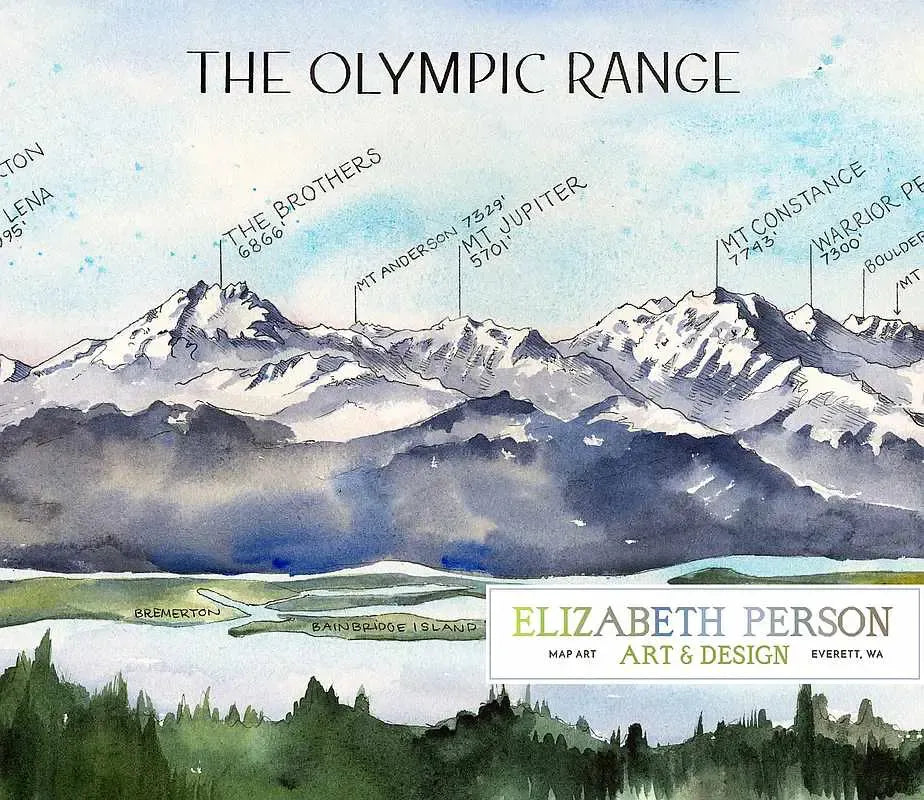 Olympic Mountain Range - Watercolor by Elizabeth Person