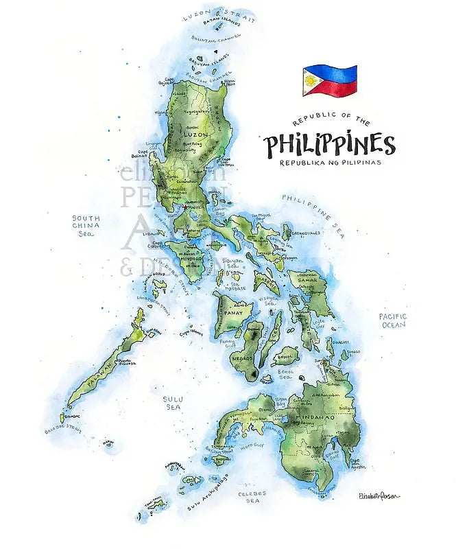 Philippines Watercolor Map by Elizabeth Person