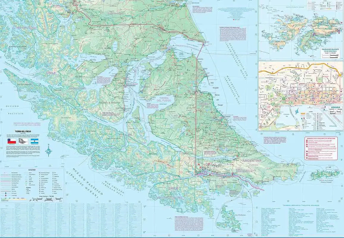 Antarctica and Tierra del Fuego Map