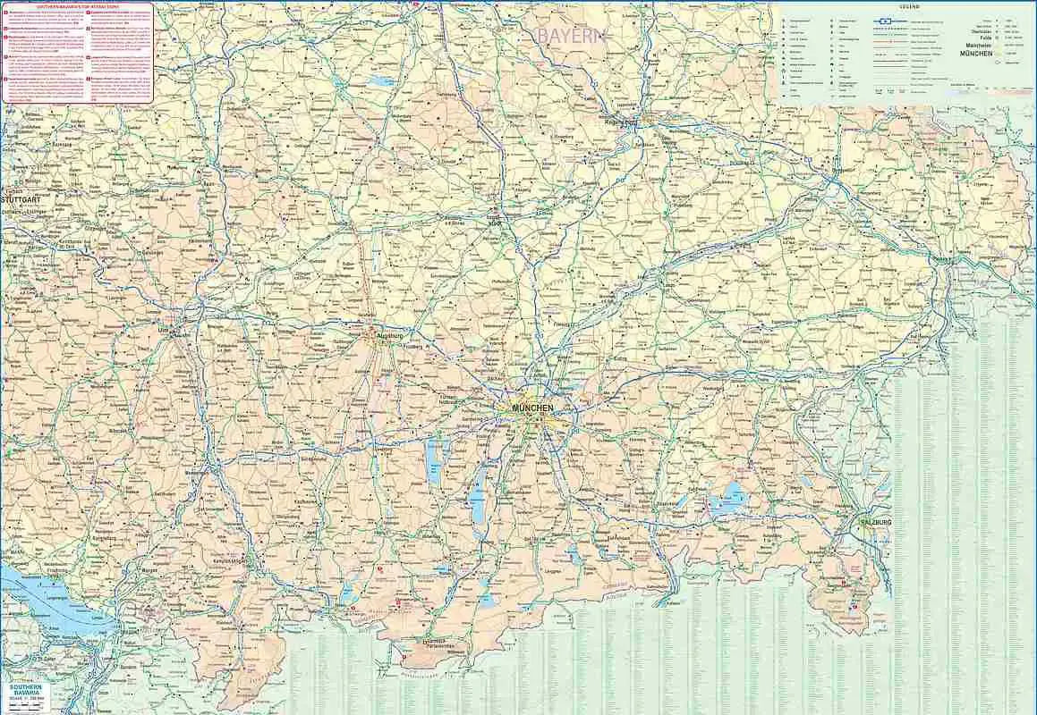 Munich & Southern Bavaria Travel Map