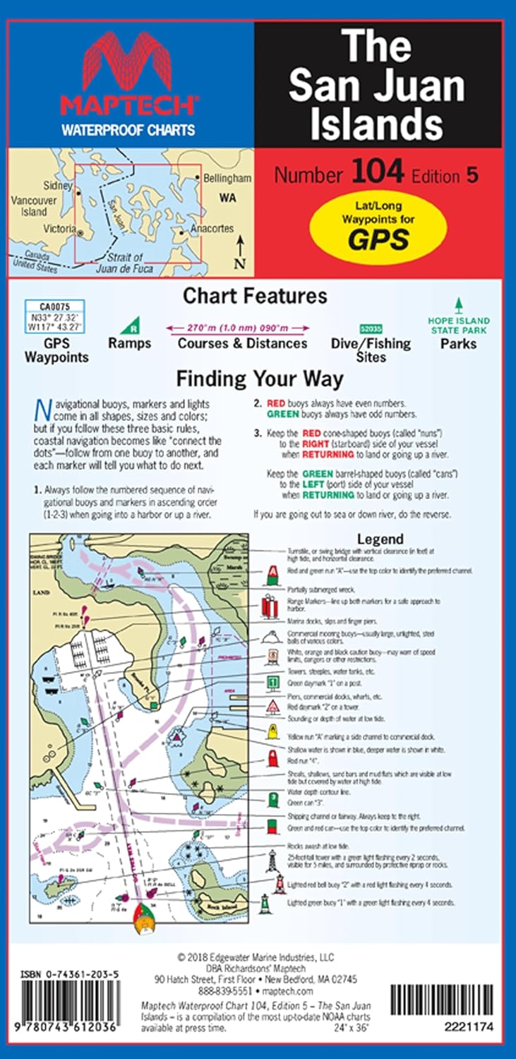 San Juan Islands Waterproof Nautical Chart