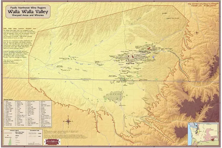 Walla Walla, Washington Wine Region Map
