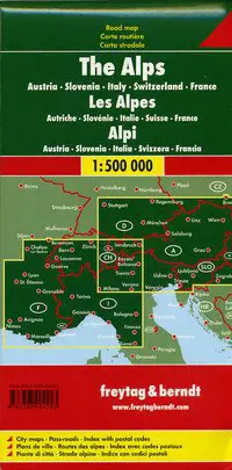 Alps, The (Alpine Countries) Road Map by Freytag & Berndt