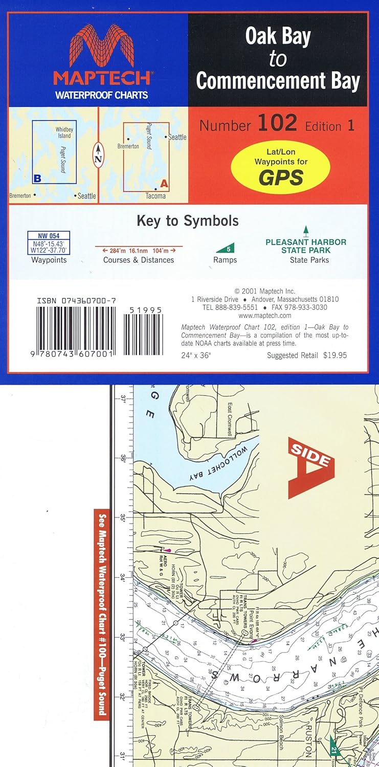 Oak Bay to Commencement Bay Waterproof Nautical Chart