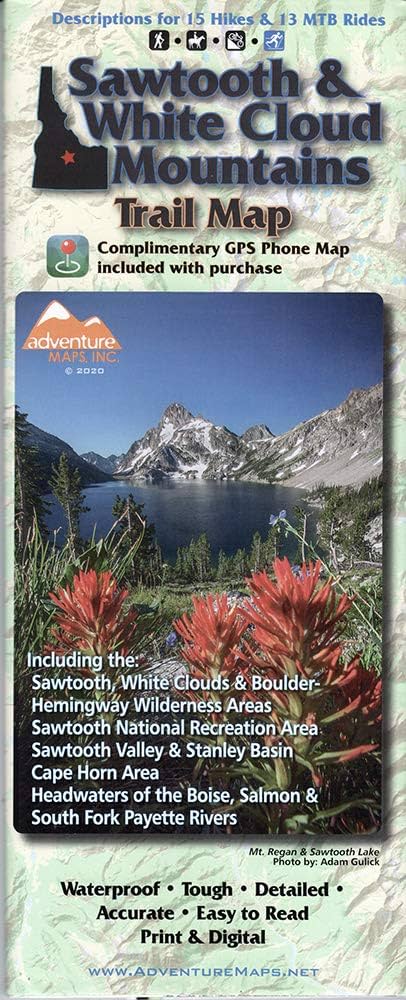 Sawtooth & White Cloud Mountains Hiking & Biking Trail Map - Cover