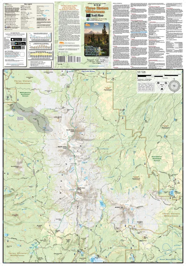 Three Sisters Wilderness, Oregon Biking & Hiking Trail Map - Map