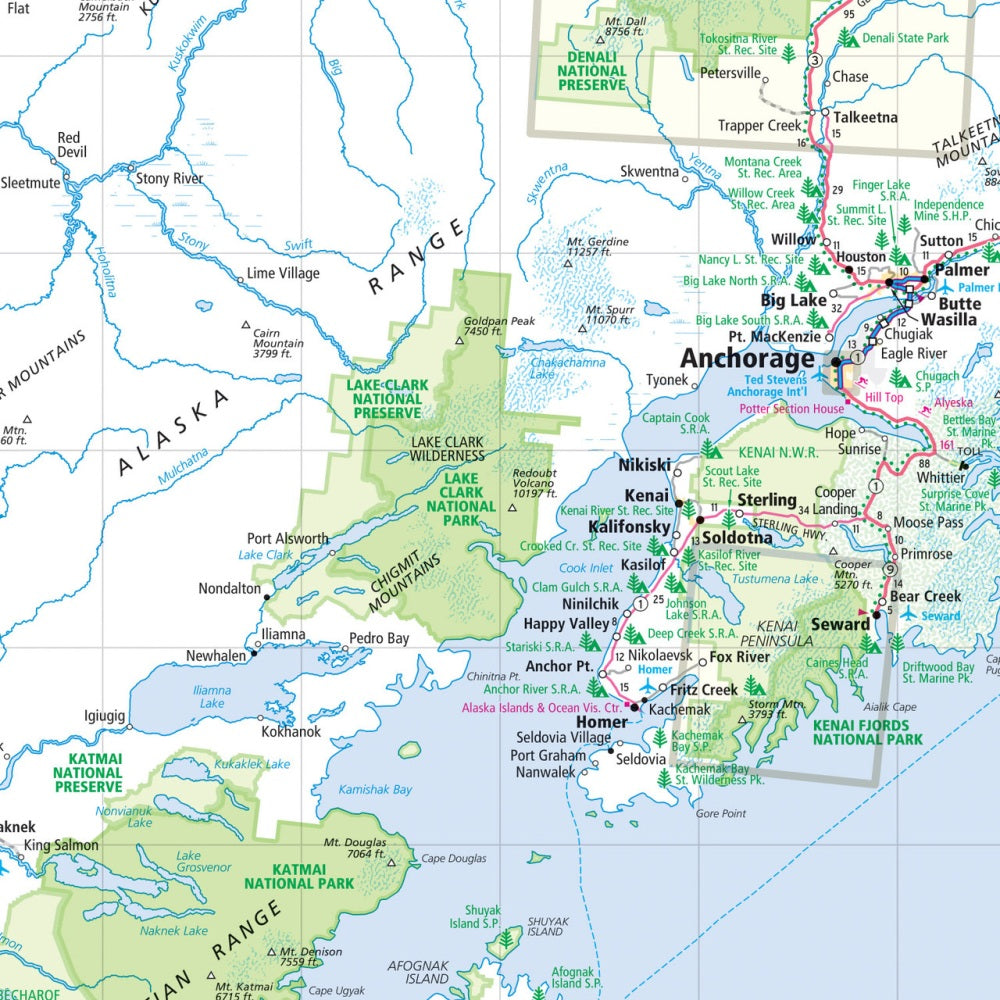 Alaska State Highway Laminated Map by Rand McNally (Easy to Fold) - Map Detail