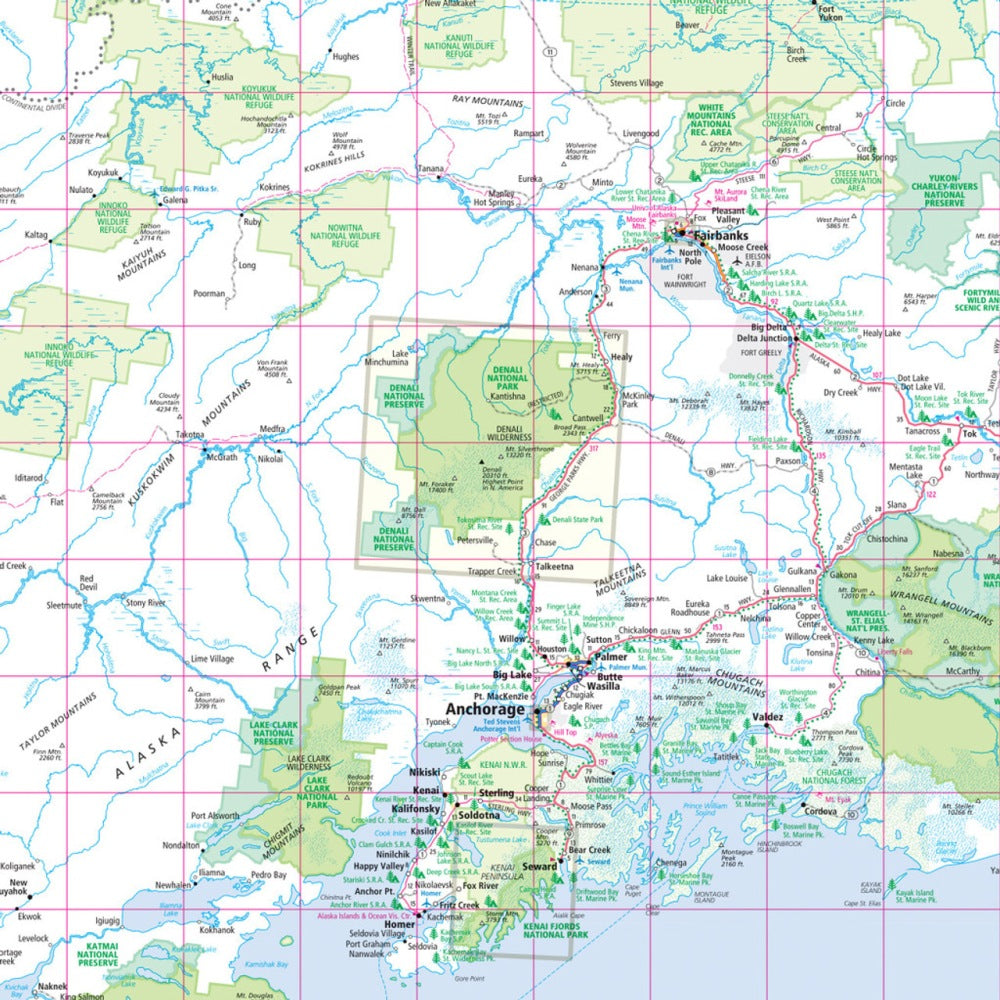 Alaska State Highway Folded Map by Rand McNally (Easy to Read) - Map Detail