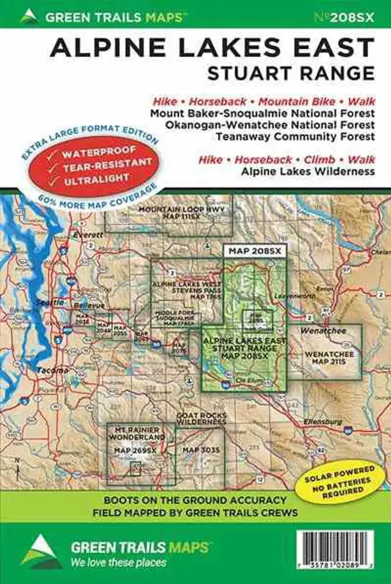 Alpine Lakes East Green Trails Map #208SX