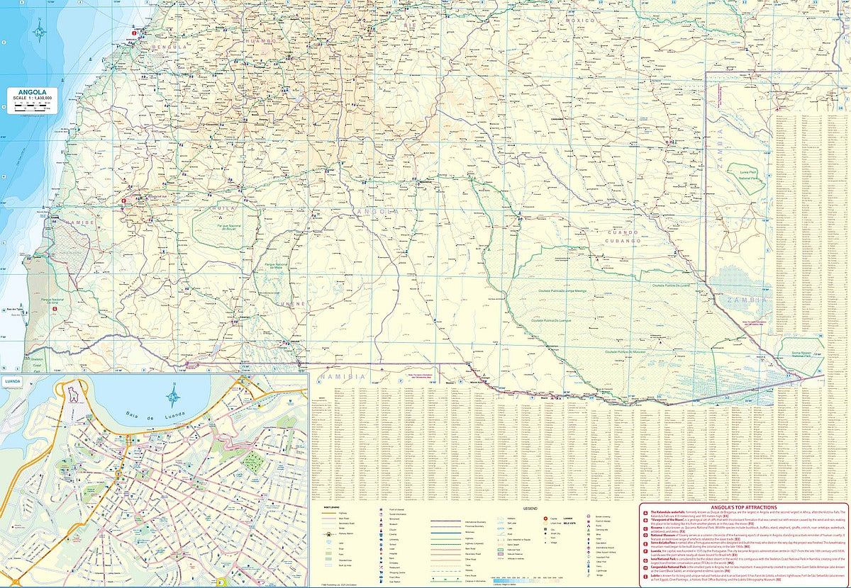 Angola Travel & Reference Map by ITMB - South Map