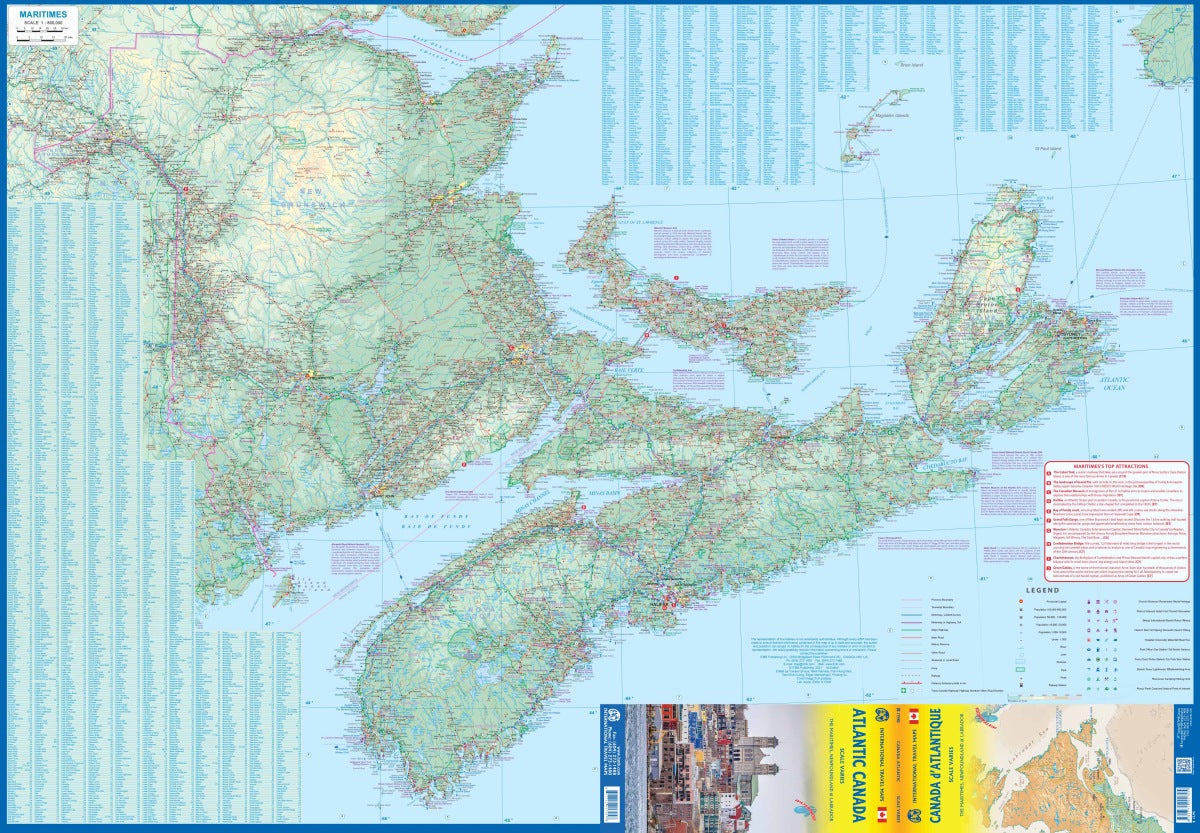 Atlantic Canada Travel & Reference Map by ITMB - Nova Scotia Map Detail