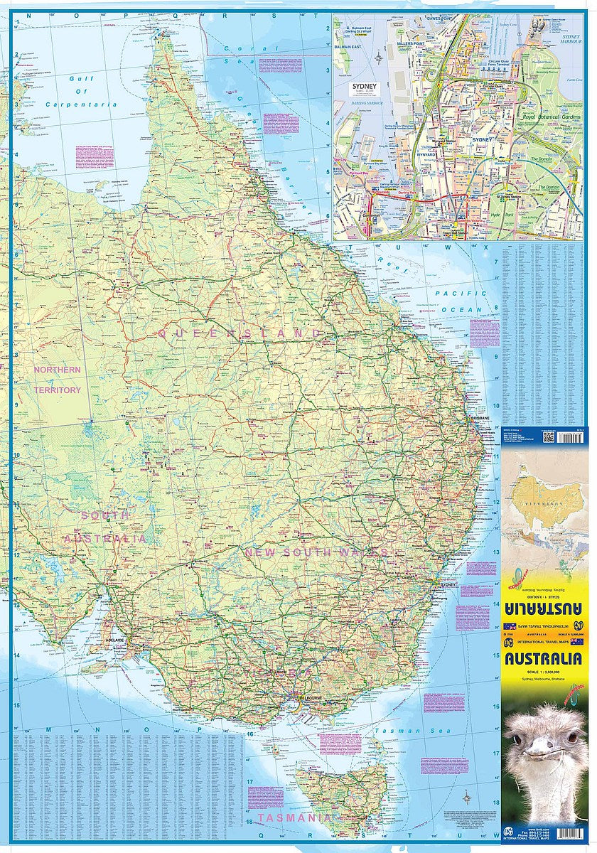 Australia Travel & Reference Map by ITMB - Eastern Map