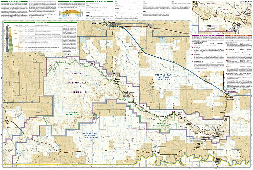 Badlands National Park Trails Illustrated Topographical Map #239 by National Geographic - Map Detail