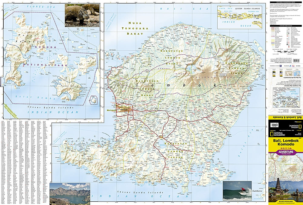 Bali, Lombok & Komodo Adventure Travel Map by National Geographic - Map Detail