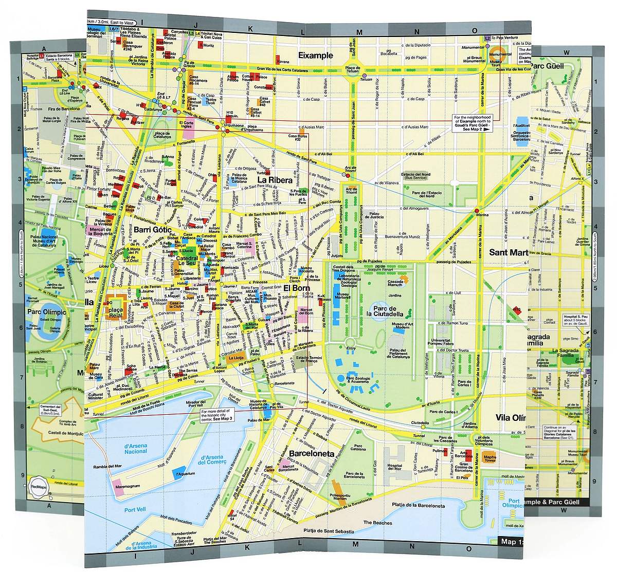 Barcelona City Center Map by Red Maps - Map Detail