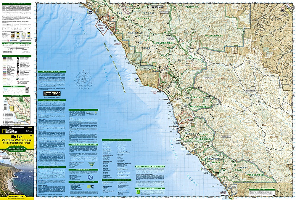 Big Sur / Ventana Wilderness Trails Illustrated Topographic Map #814 - Map Detail