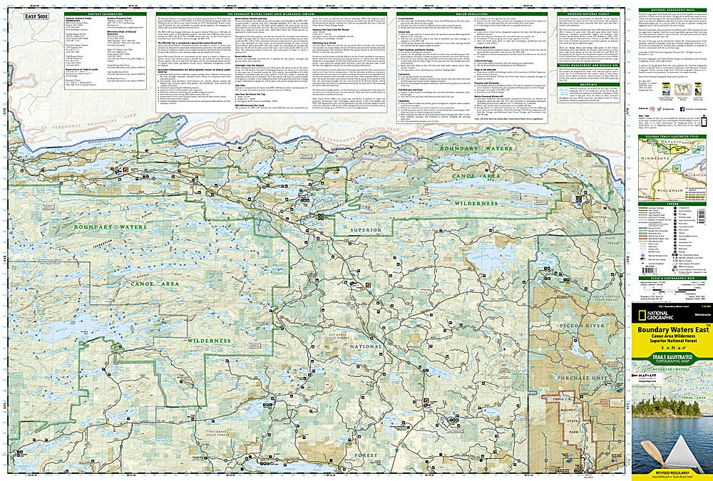 Boundary Waters Canoe Area Wilderness East Trails Illustrated Topographic Map #752 - Map Detail