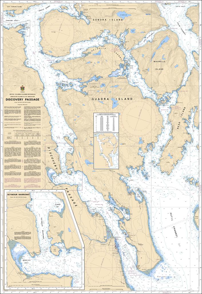 Canadian Nautical Chart #3539 - Discovery Passage