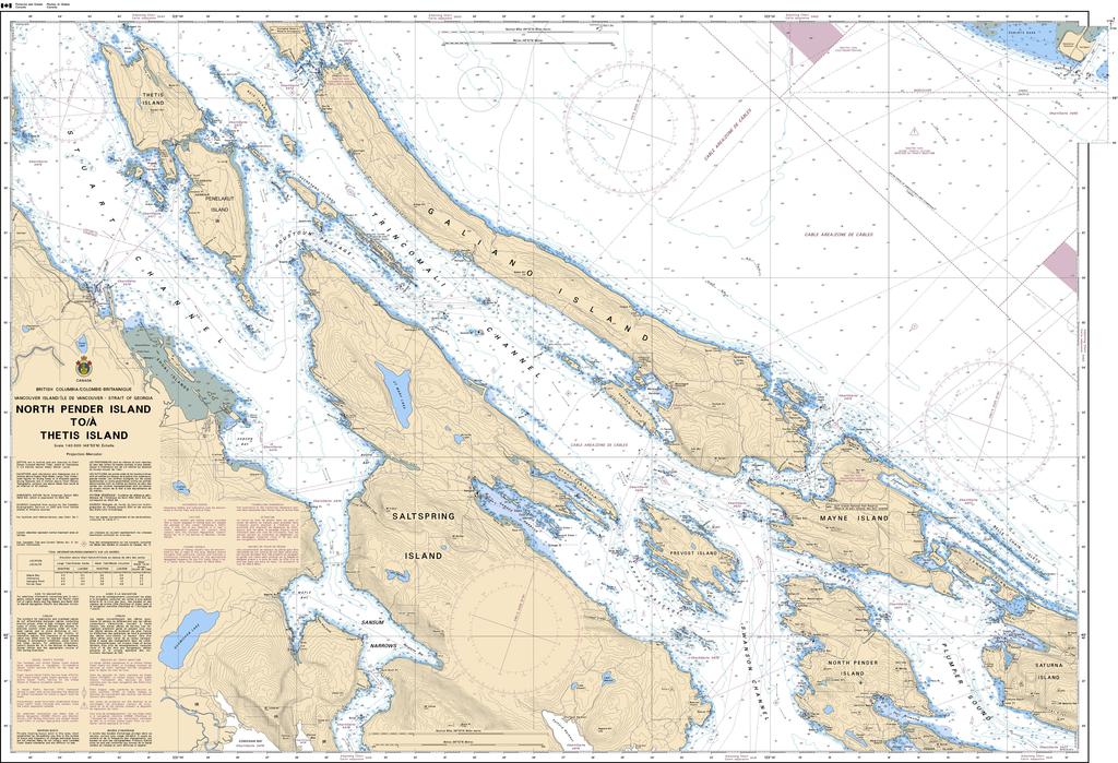 Canadian Nautical Chart #3442 - North Pender Island to Thetis Island