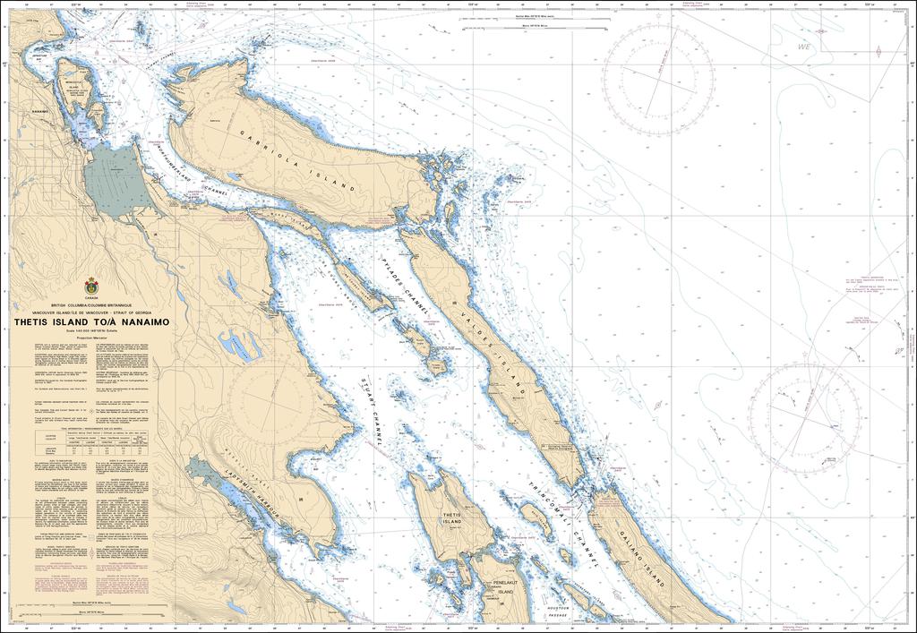 Canadian Nautical Chart #3443 - Thetis Island to Nanaimo