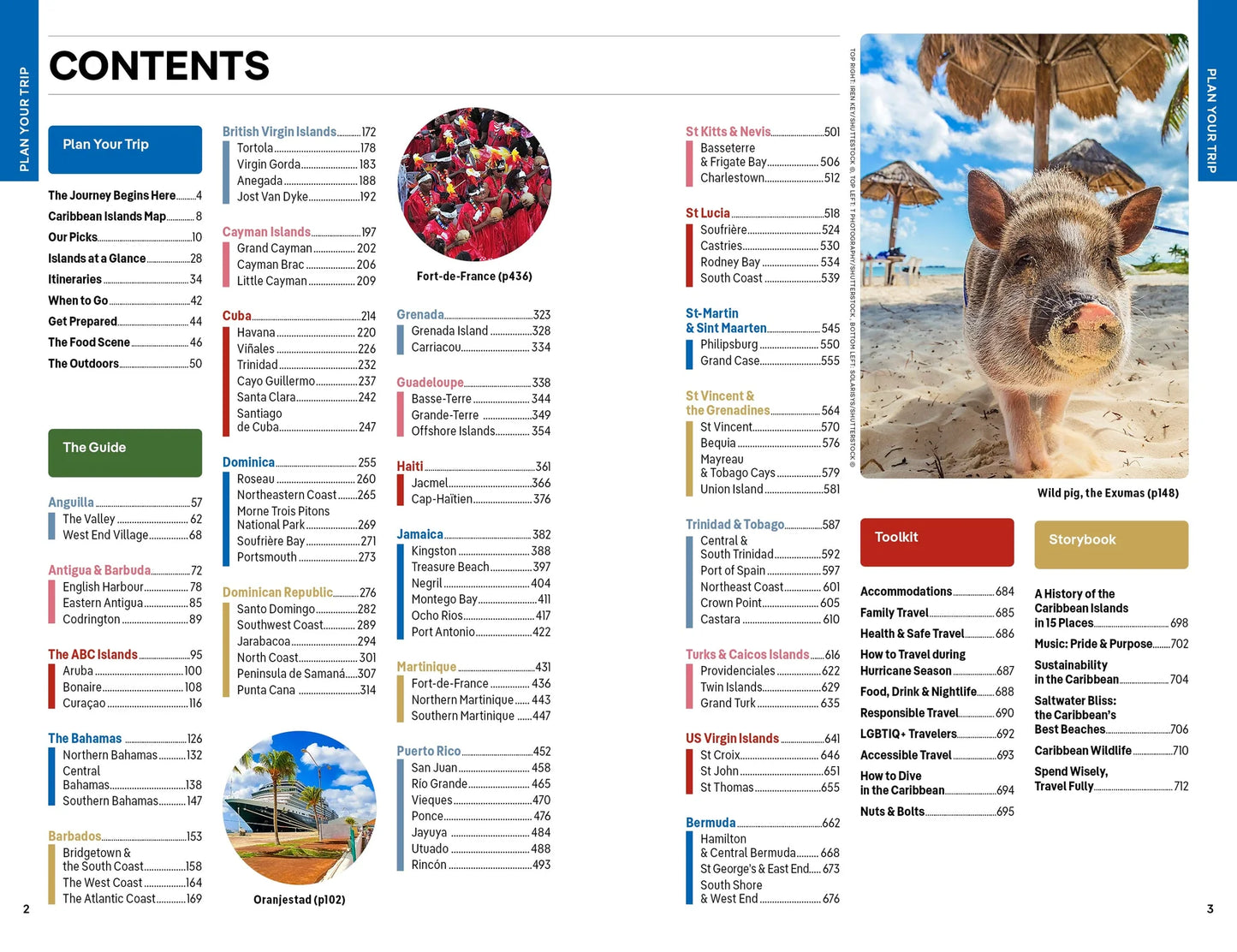 Caribbean Islands Travel Guide by Lonely Planet - Contents Page