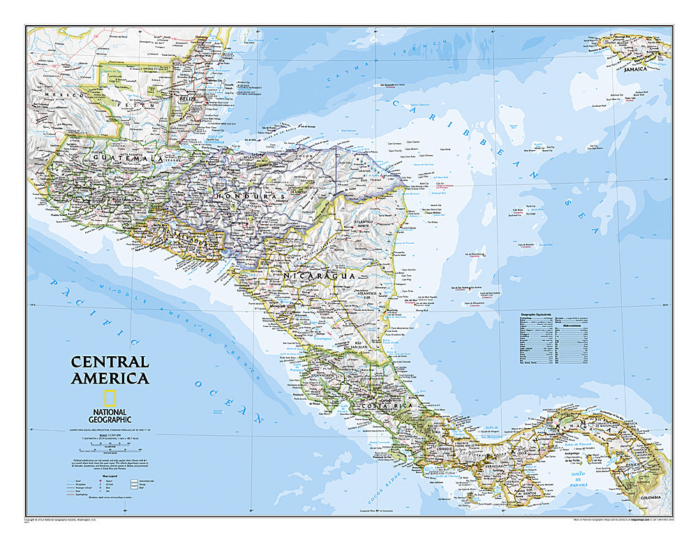 Central America Wall Map by National Geographic
