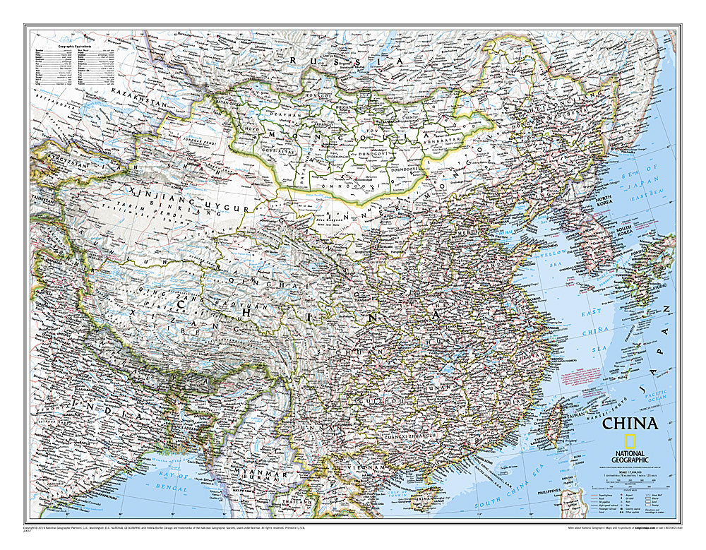 China Wall Map by National Geographic