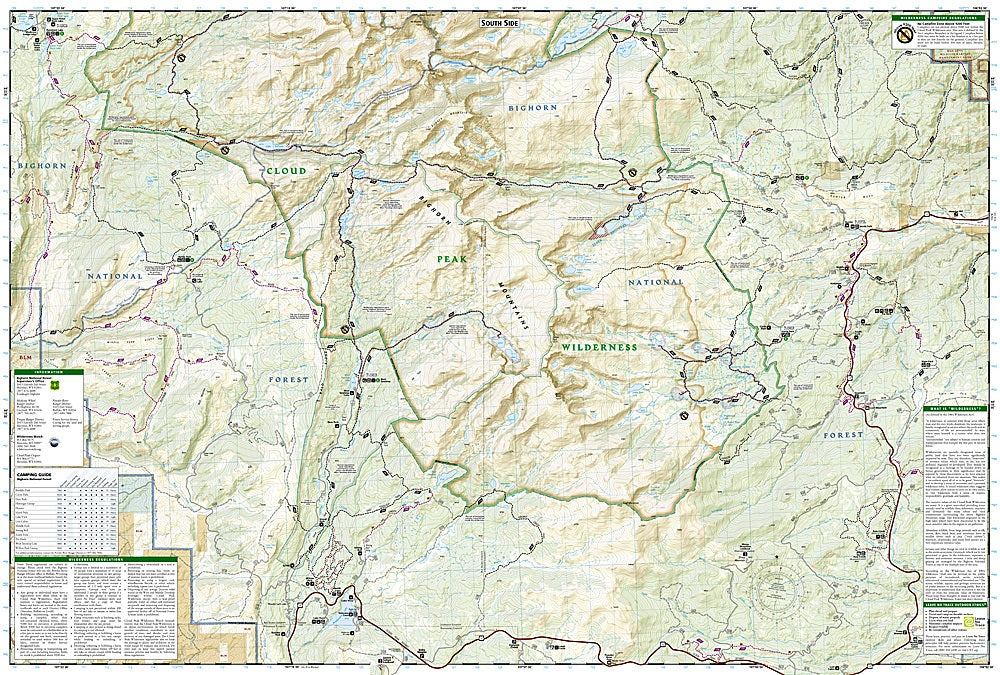 Cloud Peak Wilderness Trails Illustrated Topographic Map #720 - Map Detail