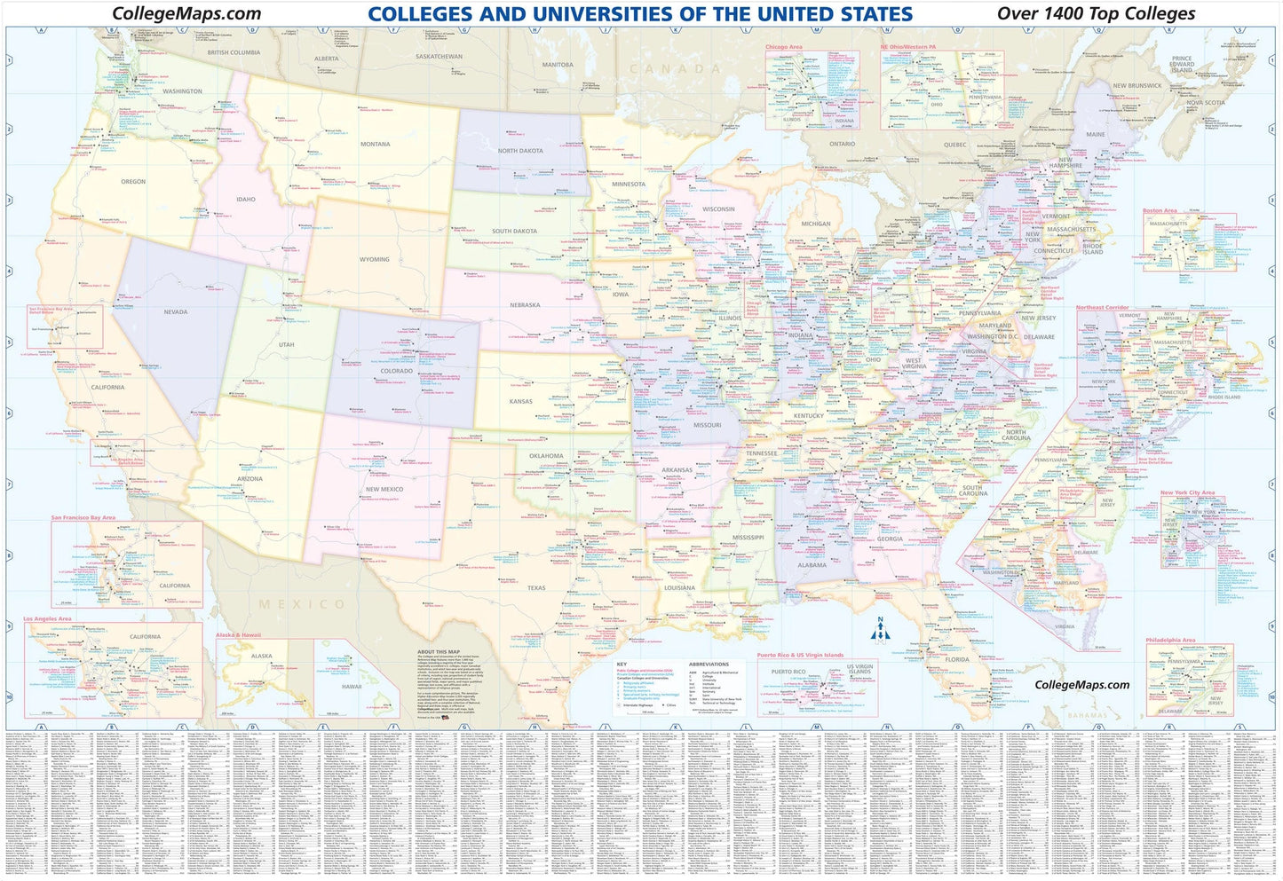U.S. College and University Map
