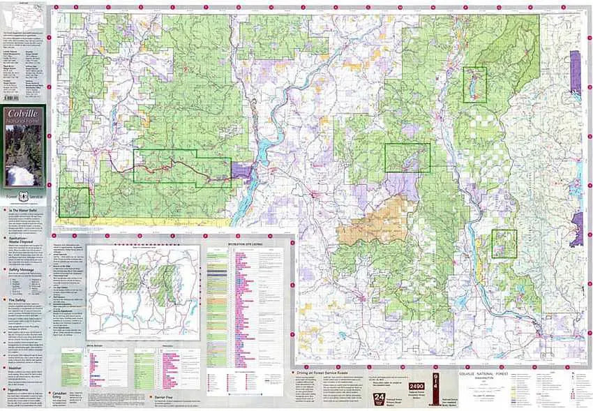 Colville National Forest Service Map - Map Detail